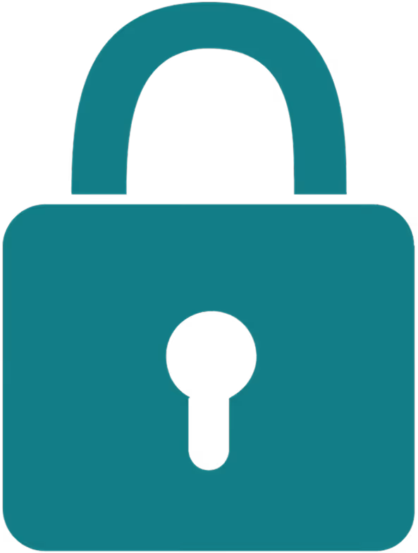 Solid teal padlock icon with a keyhole at the center.